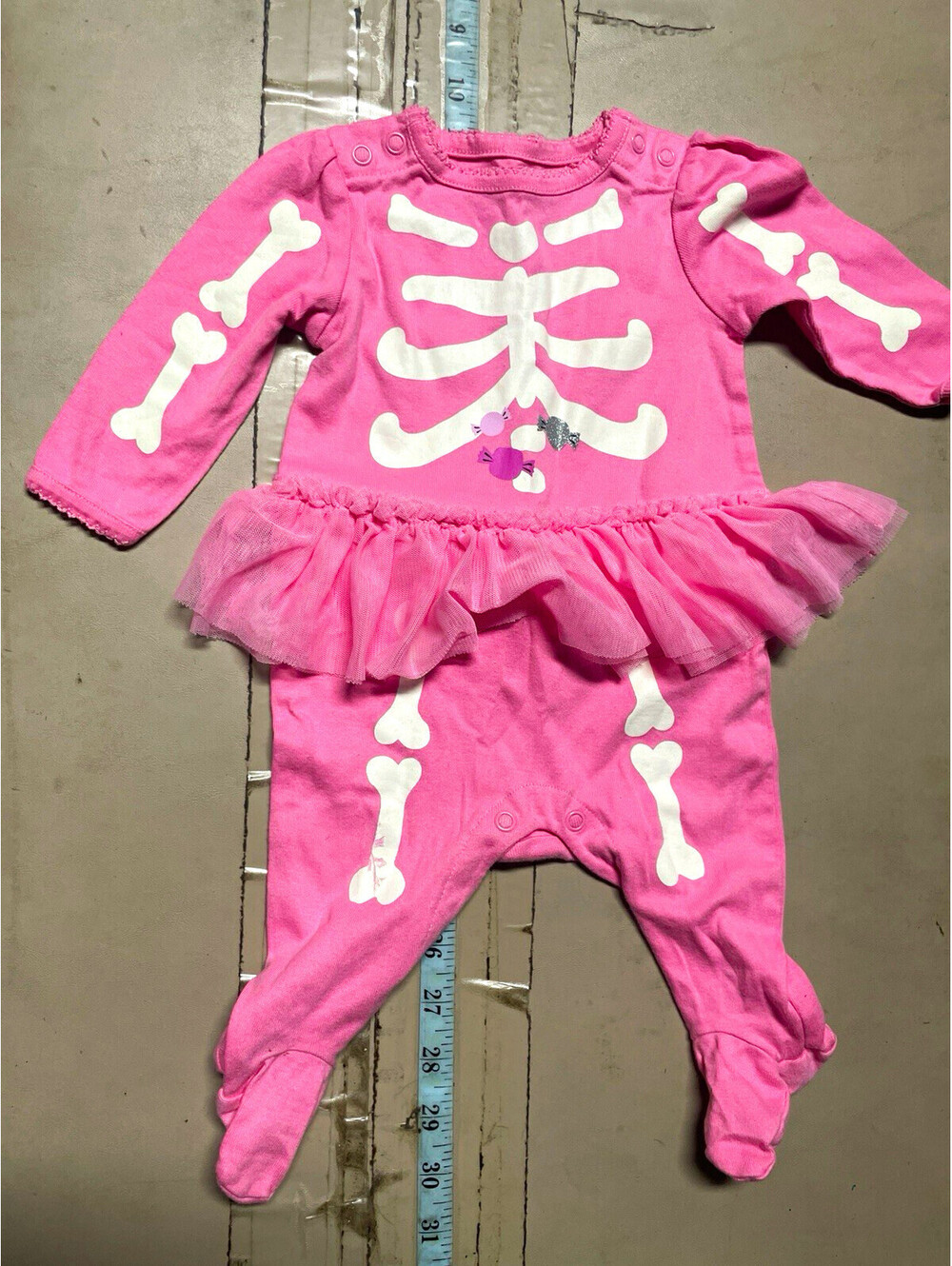 Carter's Just One You Girls 3M Pink Skeleton Halloween Footed Ruffle One-Piece
